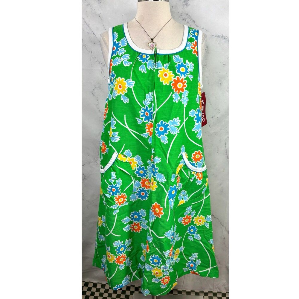 Vtg 60s Flower Power Patio House Dress Loungewear Psychedelic Hippy NWT MCM 70s - Picture 2 of 16